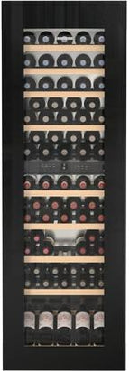 Liebherr HWGB-8300 LI-24"FULLY INTEGRATED DBLE ZONE WINE BL showcasing premium wine storage with clear glass door.