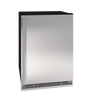 U-Line UHRE124-SS01A UL-SOLID REF 24" REV HINGE SS SOLID 115V refrigerator with sleek stainless steel design.